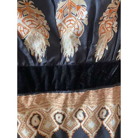 JOHANNA ORTIZ Black Symbolic Emblems Velvet Trimmed Printed Cotton Midi Dress 4 - Picture 16 of 16